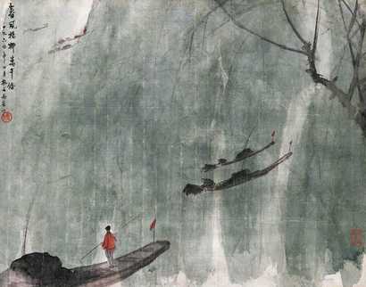 傅抱石 甲辰（1964年）作 春风杨柳万千条 镜心